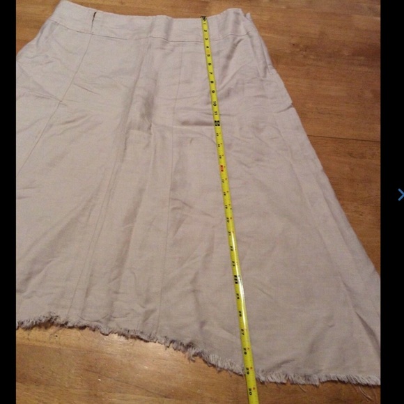 SHERRY TAYLOR Tan Nude SET Ramie Rayon TOP Shirt SKIRT Asymmetric hem size XL - Picture 9 of 12